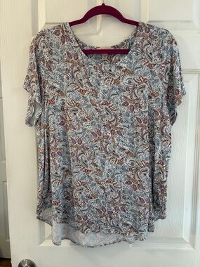 Philosophy Paisley Short Sleeve Top - White, Rust, Blue